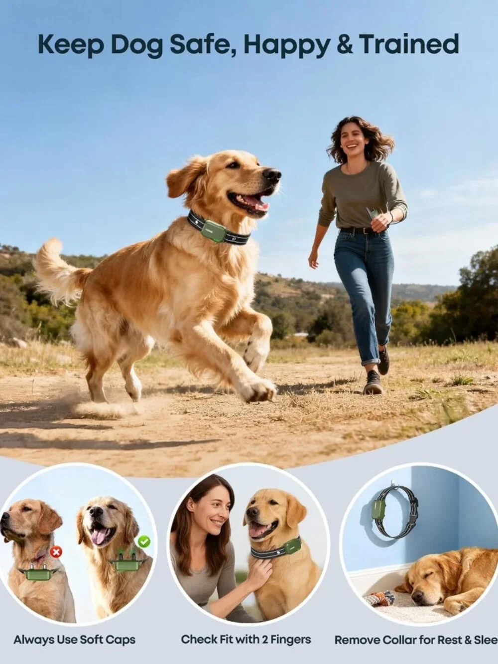4500FT Waterproof Dog Training Collar with Remote, 4 Modes, Rechargeable eCollar